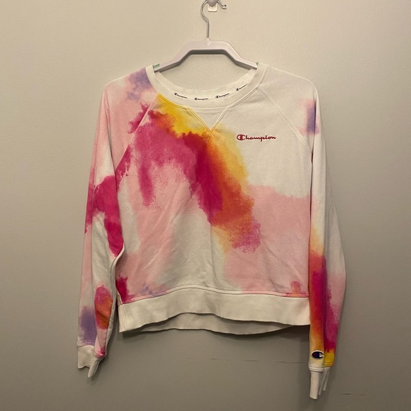 Champion Sweaters - Champion Women's Campus French Terry Crew Watercolor Design